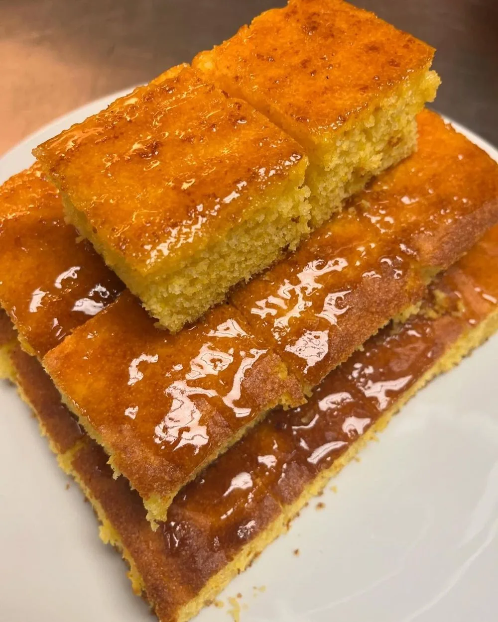 Golden cornbread squares