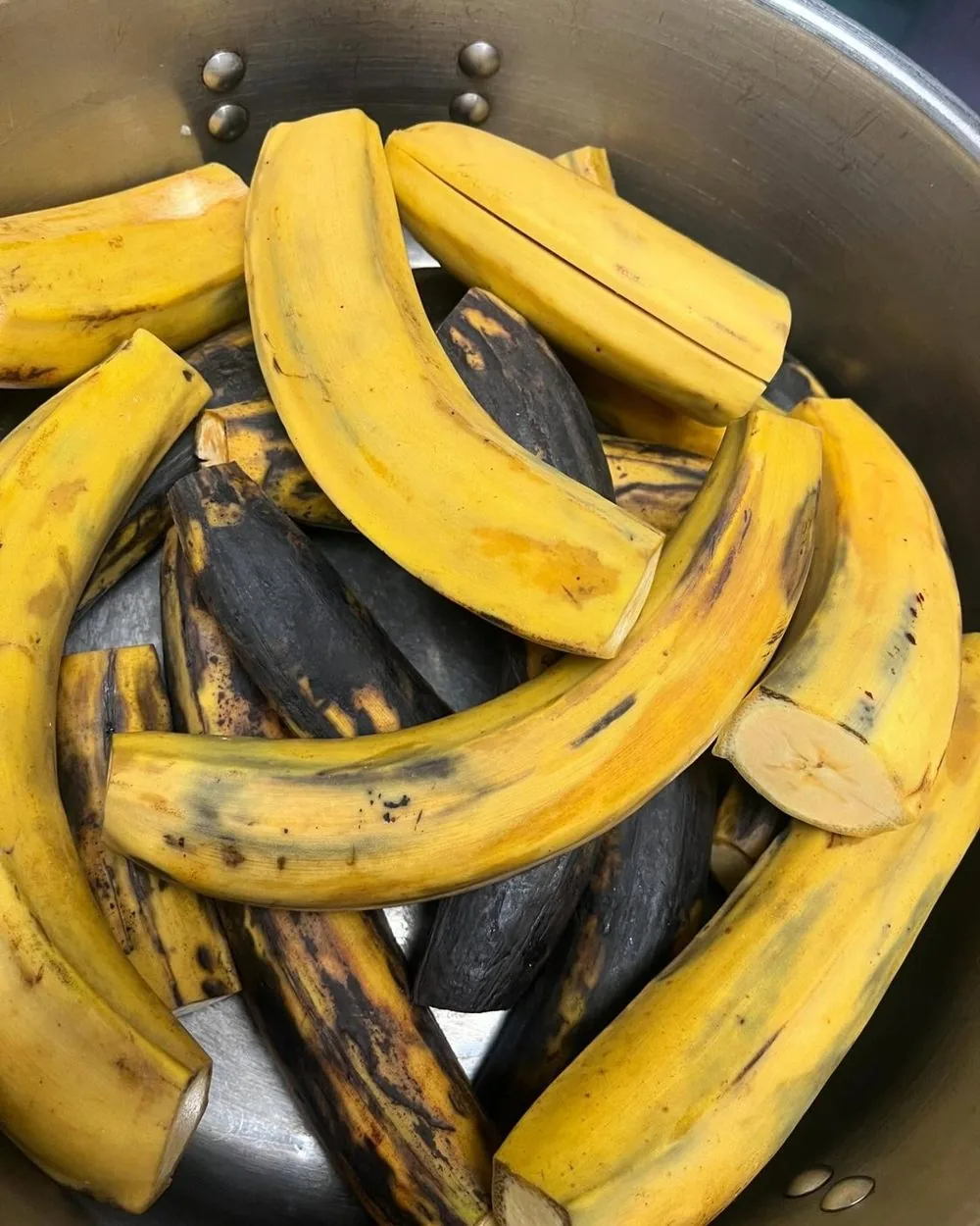 Ripe plantains ready for frying